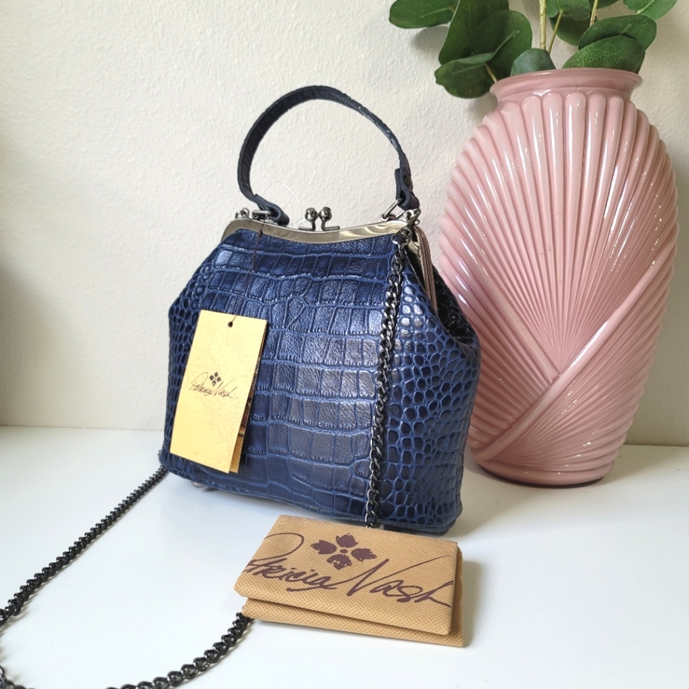 Nwt Patricia Nash Laureana blue croc satchel purse